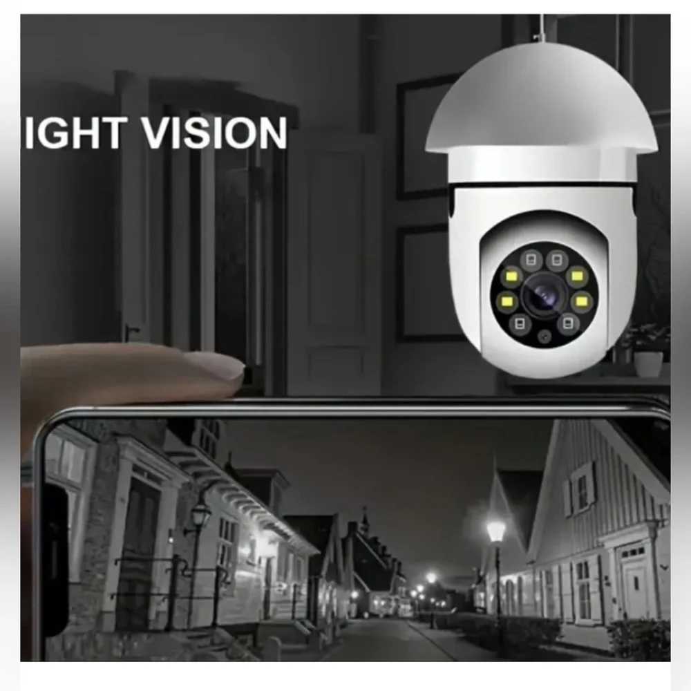 SMART SECURITY Camera NWT Screw in Bulb Size Night Vision Pan Tilt Wide Angle